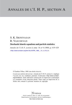 Stochastic Kinetic Equations and Particle Statistics Annales De L’I