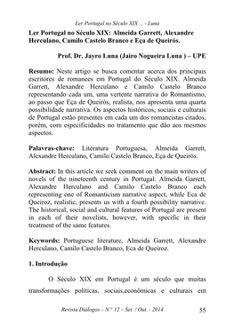 Ler Portugal No Século XIX: Almeida Garrett, Alexandre Herculano, Camilo Castelo Branco E Eça De Queirós