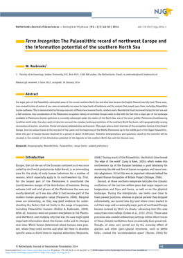 Terra Incognita: the Palaeolithic Record of Northwest Europe and the Information Potential of the Southern North Sea