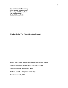 Walker Lake Tui Chub Genetics Report