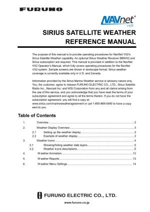 BBWX2 Sirius Satellite Weather Reference Manual for Navnet