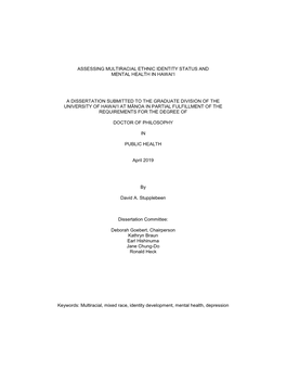 Assessing Multiracial Ethnic Identity Status and Mental Health in Hawaiʻi