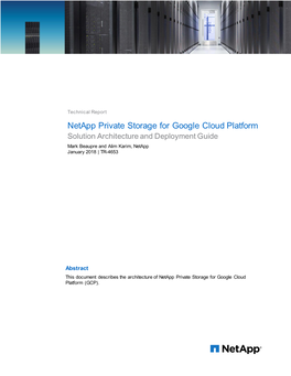 TR-4653: Netapp Private Storage for Google Cloud Platform