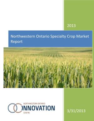 Northwestern Ontario Specialty Crop Market Report