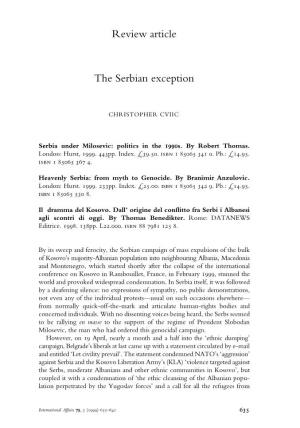 Review Article the Serbian Exception