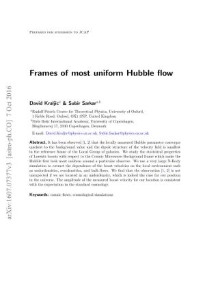 Frames of Most Uniform Hubble Flow