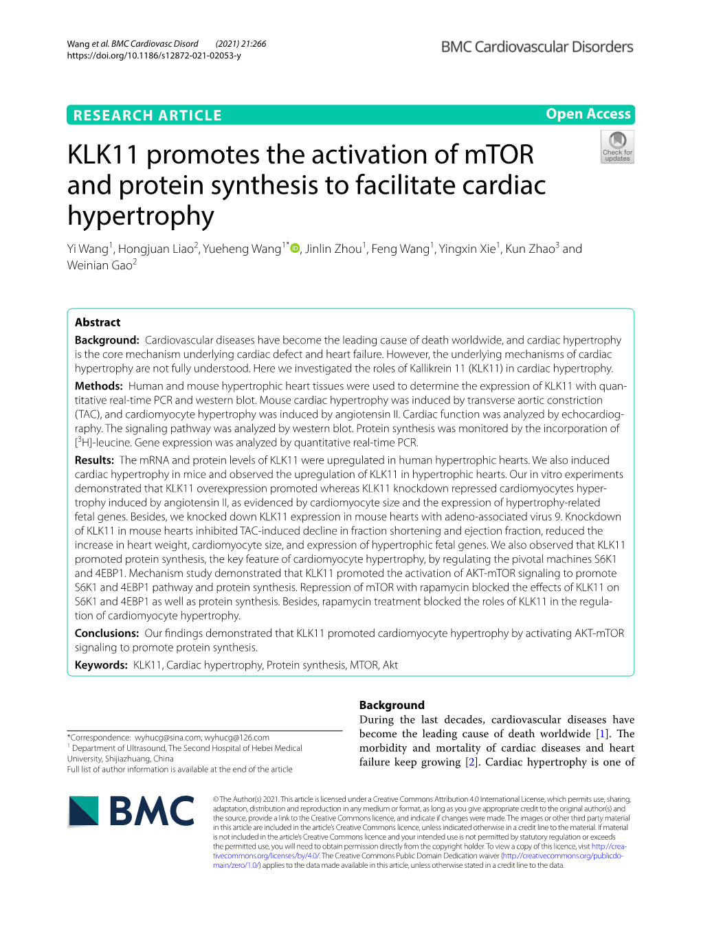 KLK11 Promotes the Activation of Mtor and Protein Synthesis To