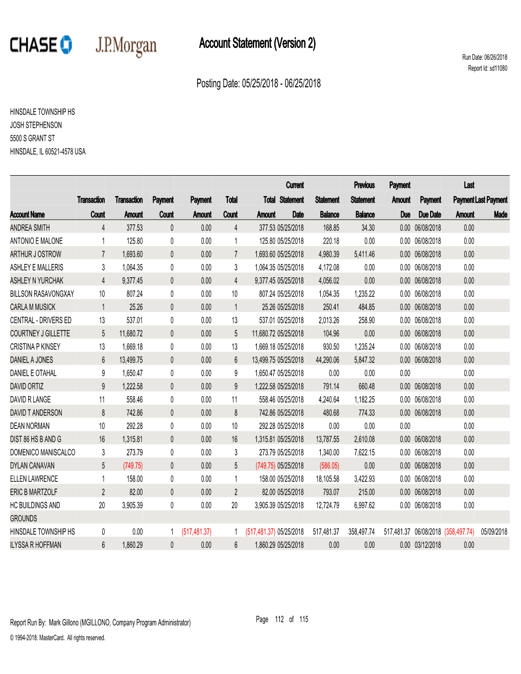 Account Statement (Version 2) Run Date: 06/26/2018 Report Id: Sd11080 Posting Date: 05/25/2018 - 06/25/2018