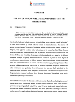 THE RISE of AFRICAN JAZZ and RELATED STYLES Vis-A-VIS AMERICAN JAZZ
