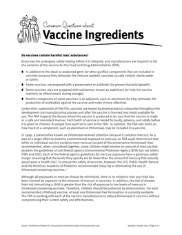 Common Questions About Vaccine Ingredients