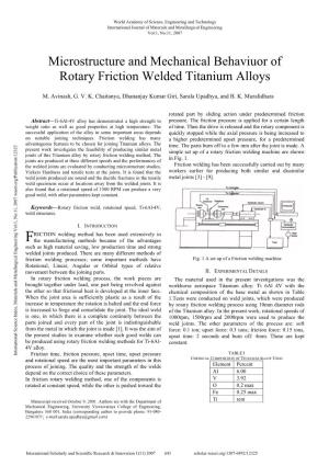 Microstructure and Mechanical Behaviuor of Rotary Friction Welded Titanium Alloys