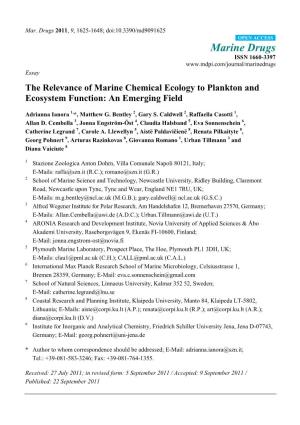 The Relevance of Marine Chemical Ecology to Plankton and Ecosystem Function: an Emerging Field