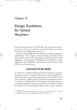 Design Guidelines for School Vouchers