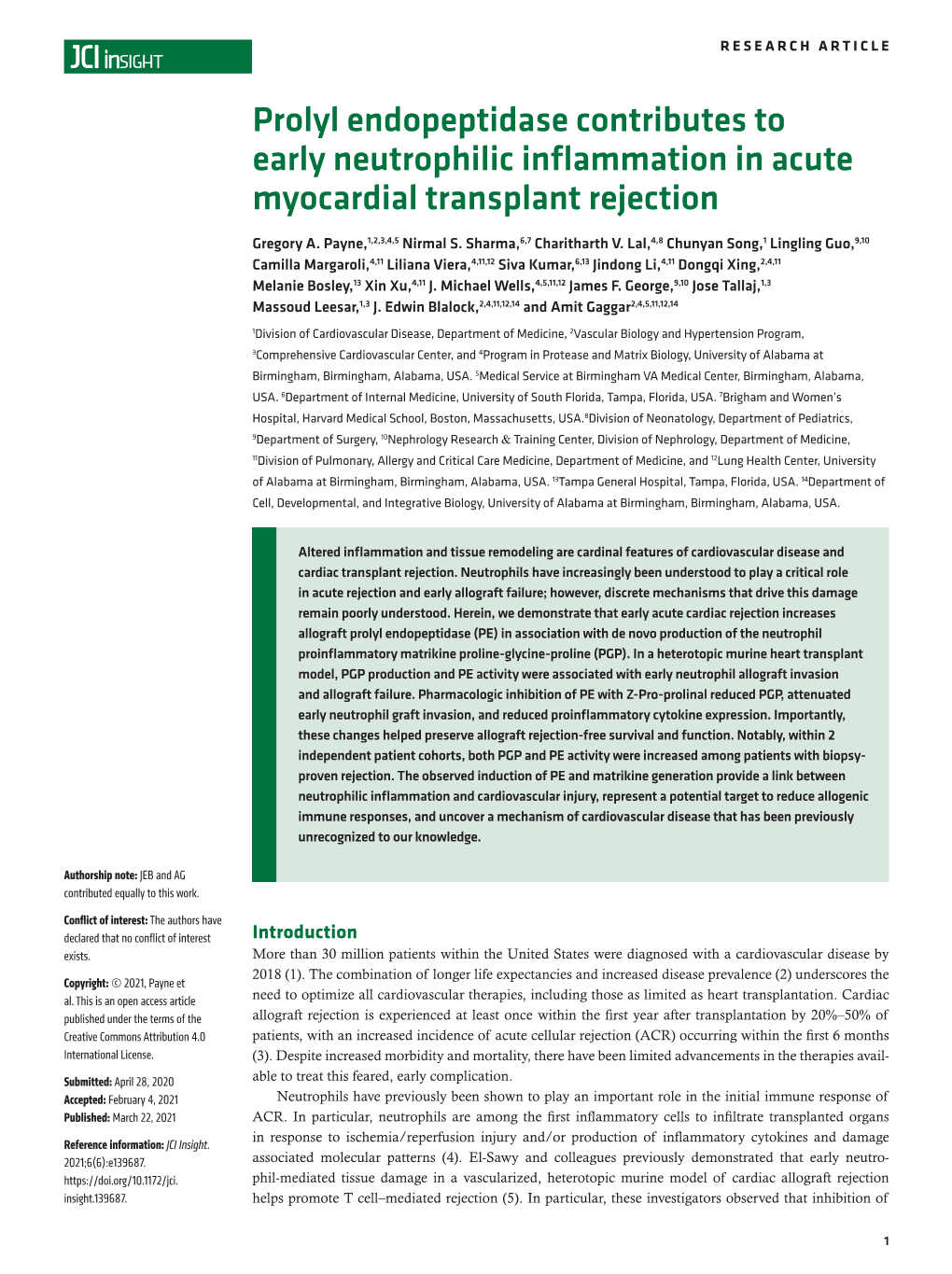 Prolyl Endopeptidase Contributes to Early Neutrophilic Inflammation in Acute Myocardial Transplant Rejection