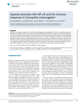 Hypoxia Activates IKK–NF-Κb and the Immune Response in Drosophila Melanogaster