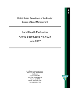 Land Health Evaluation Arroyo Seco Lease No. 6023 June 2017