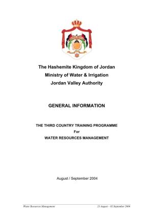 The Hashemite Kingdom of Jordan Ministry of Water & Irrigation Jordan