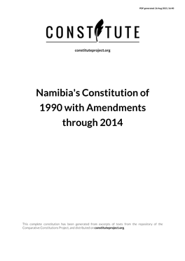 Namibia's Constitution of 1990 with Amendments Through 2014
