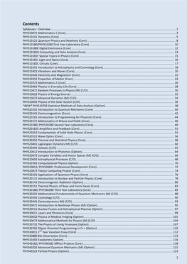 Contents Syllabuses - Overview