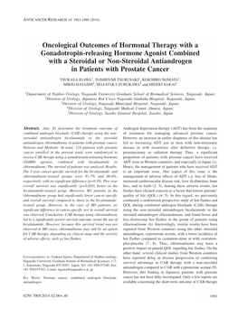 Oncological Outcomes of Hormonal Therapy with a Gonadotropin