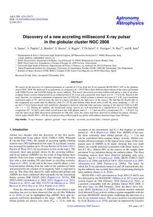 Discovery of a New Accreting Millisecond X-Ray Pulsar in the Globular Cluster NGC 2808 A