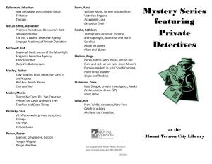 Mystery Series Featuring Private Detectives
