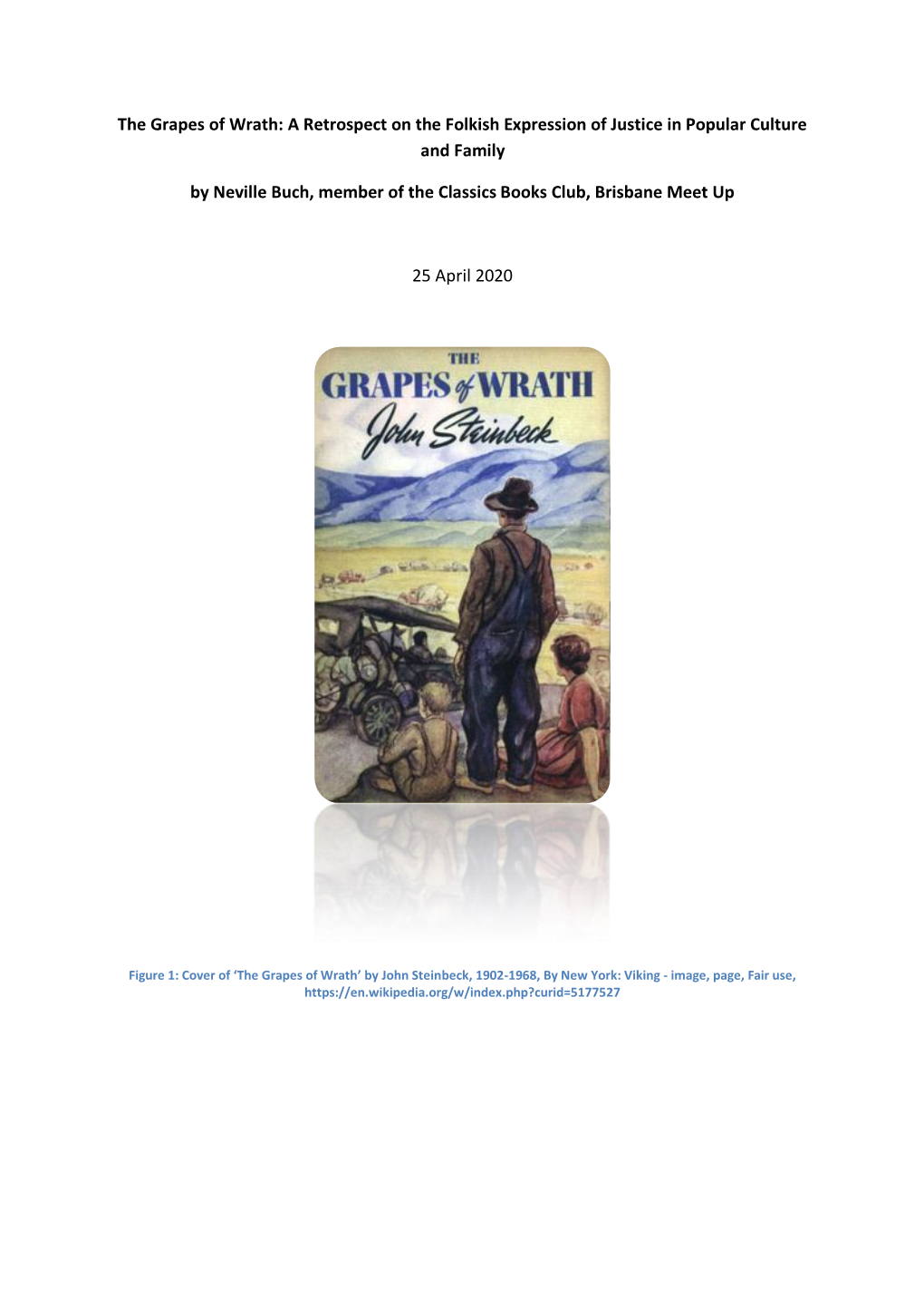 The Grapes of Wrath: a Retrospect on the Folkish Expression of Justice in Popular Culture and Family