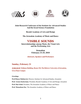 VISIBLE SOUNDS Interrelationships Among Music, the Visual Arts and the Performing Arts