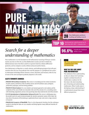 Pure Mathematics Professors Teaching and Leading Research CO-OP OR REGULAR 28