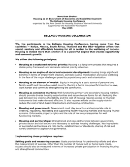 Bellagio Housing Declaration