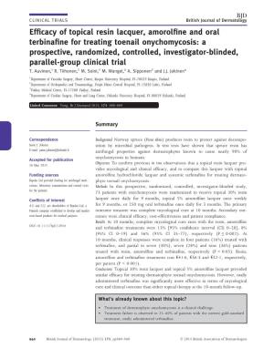 Efficacy of Topical Resin Lacquer, Amorolfine and Oral
