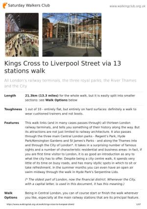 Kings Cross to Liverpool Street Via 13 Stations Walk