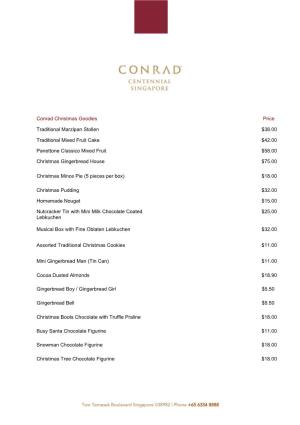 Conrad Christmas Goodies Price Traditional Marzipan Stollen $38.00