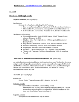 RESUME Produced Full-Length Work