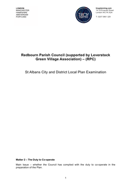 Redbourn Parish Council (Supported by Leverstock Green Village Association) – (RPC)