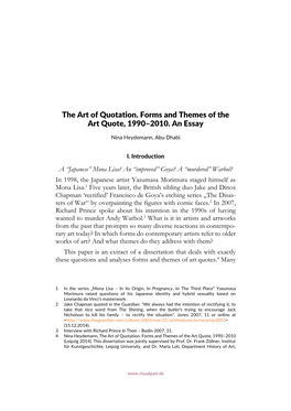 The Art of Quotation. Forms and Themes of the Art Quote, 1990–2010