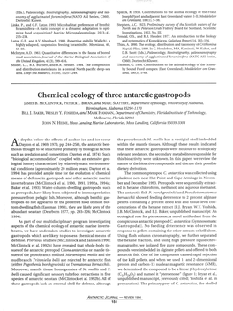 Chemical Ecology of Three Antarctic Gastropods JAMES B