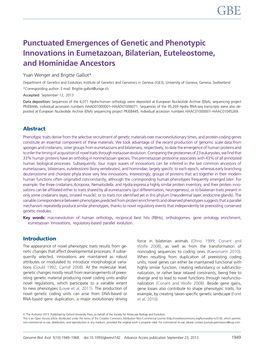 Punctuated Emergences of Genetic and Phenotypic Innovations in Eumetazoan, Bilaterian, Euteleostome, and Hominidae Ancestors