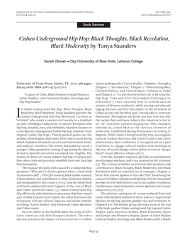 Cuban Underground Hip Hop: Black Thoughts, Black Revolution, Black Modernity by Tanya Saunders