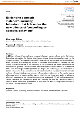 Controlling Or Coercive Behaviour’