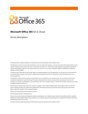 Microsoft Office 365 for G Cloud