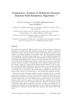 Comparative Analysis of Multiscale Gaussian Random Field Simulation Algorithms ⋆