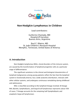 Non-Hodgkin Lymphomas in Children