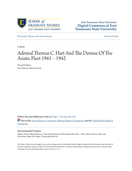 Admiral Thomas C. Hart and the Demise of the Asiatic Fleet 1941 – 1942