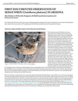 First Documented Observation of Sedge Wren in Arizona Accepted