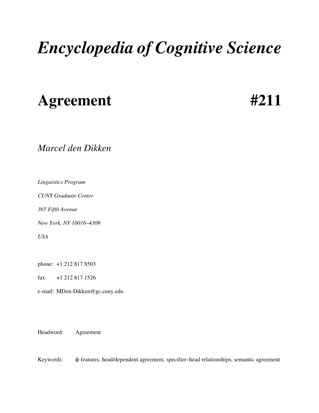 Agreement #211