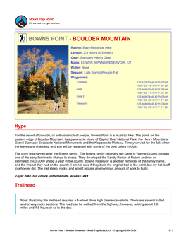 Bowns Point - Boulder Mountain