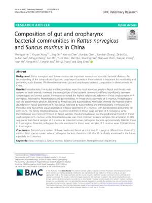 Composition of Gut and Oropharynx Bacterial Communities in Rattus