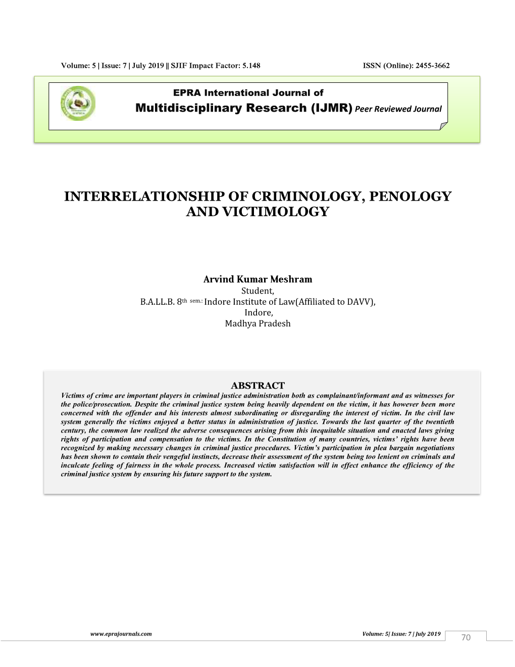 Interrelationship of Criminology, Penology and Victimology