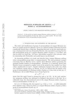 Riemann Surfaces of Genus $1+ Q^ 2$ with $3 Q^ 2$ Automorphisms